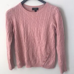 Cashmere Charter Club Luxury pink 100% cashmere knit cable sweater, Sz Small